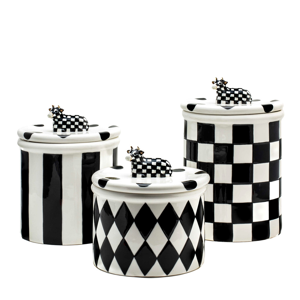 NEW Mackenzie-Childs Cow Creamery Canisters Set of 3 in Original Box